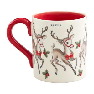 Mud Pie Vintage Christmas Mug, Reindeer, 15 oz(Reindeer)