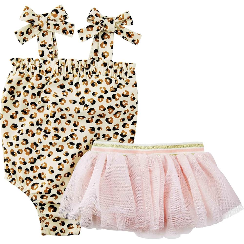 imageMud Pie Girls Baby Swimsuit ampamp Tutu SetLeopard