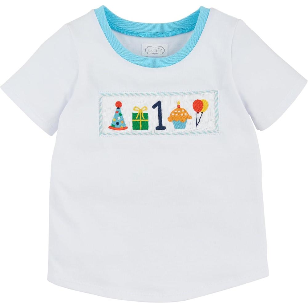 imageMud Pie BabyBoys Mud Pie Childrens Smocked Birthday TeeWhite