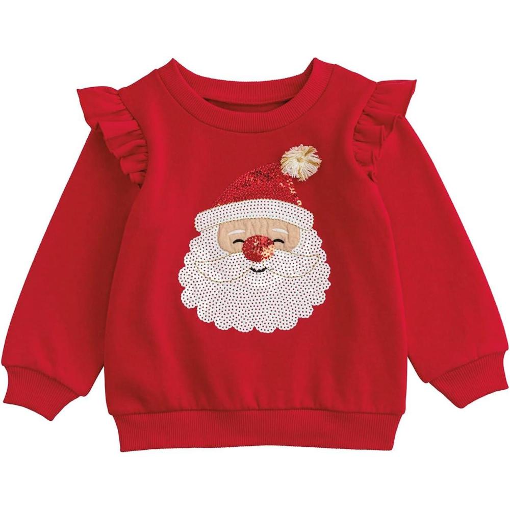 imageMud Pie unisexchild Mud Pie Kids Christmas Sequin Santa SweatshirtRed