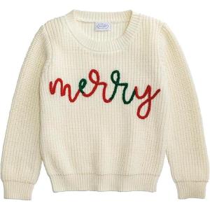 Mud Pie Boys Kids Christmas Merry Sweater(White)