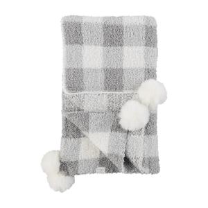 Mud Pie Children’s Nursery Chenille Blanket, Grey Gingham, 34″ x 28″