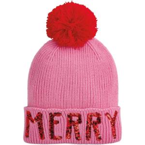Mud Pie Womens Mud Pie Women’s Holiday Beanie(Pink)
