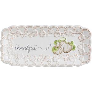 Mud Pie Thanksgiving White Pumpkin Everything Plate