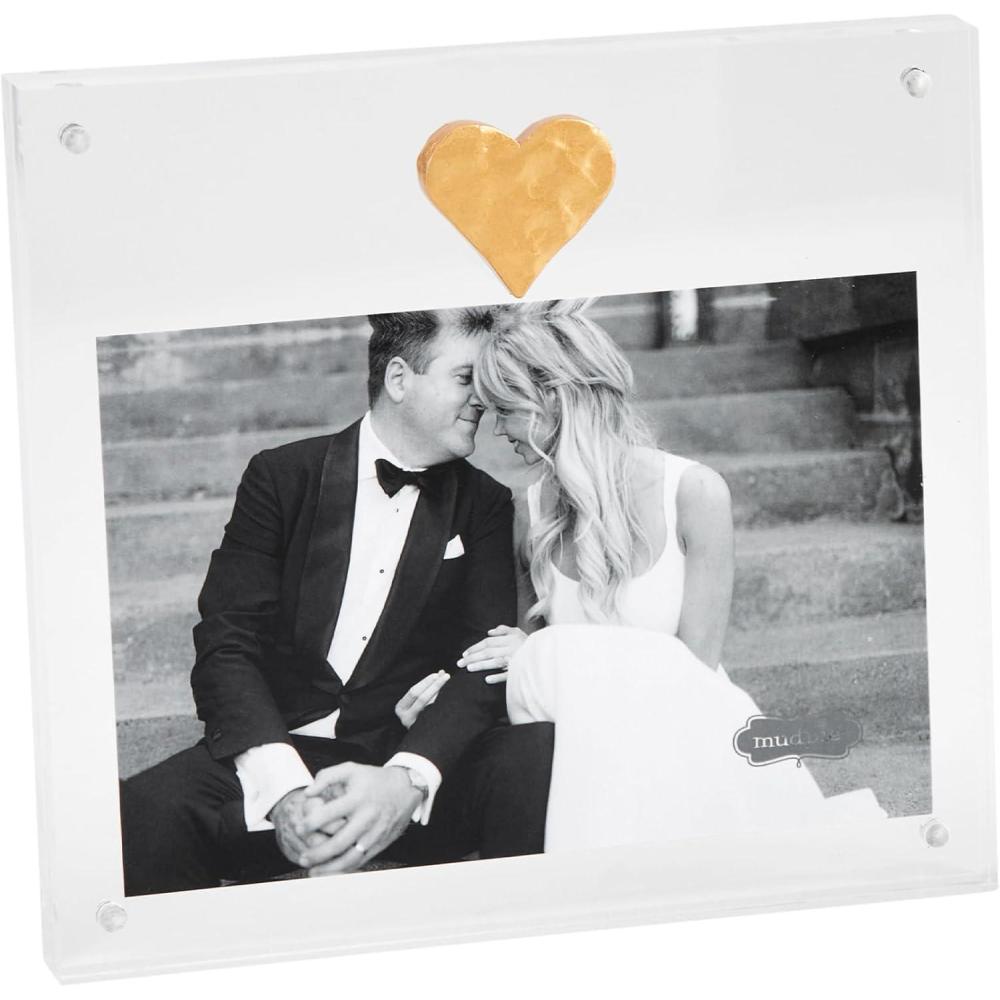 imageMud Pie Acrylic Frame With Gold Heart 6 12quot x 7quot