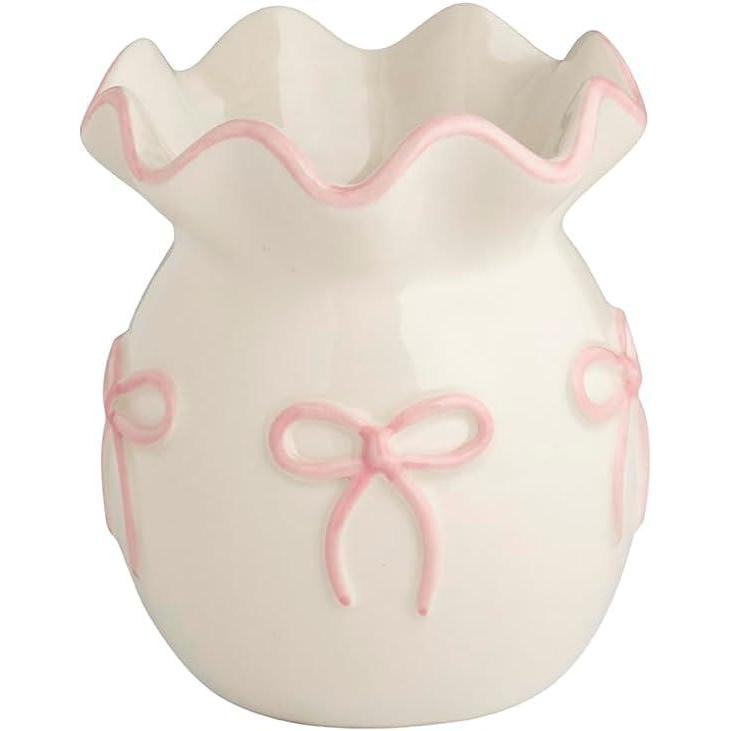 imageMud Pie Valentines Day Dainty Bow Ruffle Bud Vase