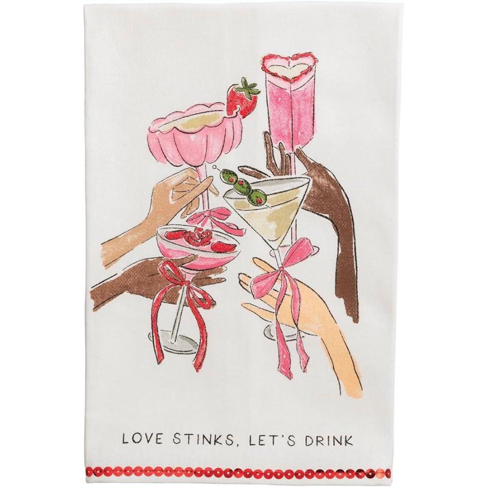 imageMud Pie Valentines Day Love Stinks Sequin Towel