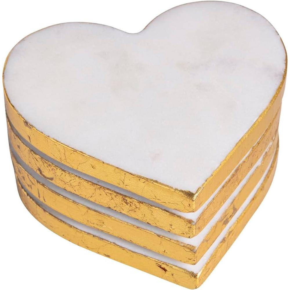 imageMud Pie Valentines Day White Heart Coaster Set
