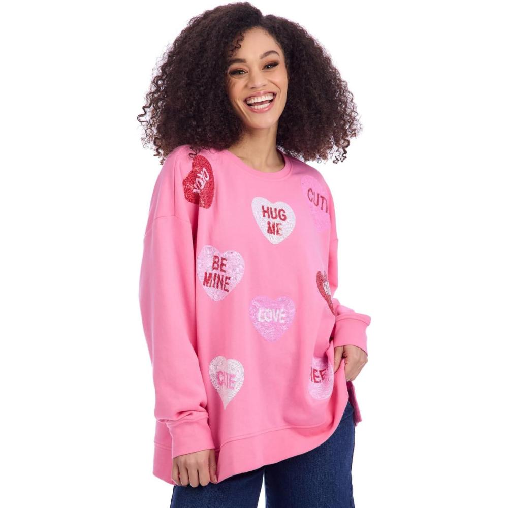 imageMud Pie Womens Valentine Sparkle SweatshirtPink