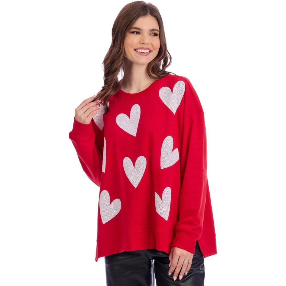 imageMud Pie Womens Valentine Sparkle SweatshirtRed