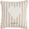 Mud Pie Heart Crochet Mini Pillow; 8″ X 8″(White)