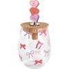 Mud Pie Valentine’s Day Bow Pattern Wine Glass & Stopper Set(Pink)