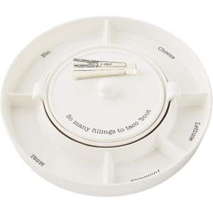 Mud Pie Taco Bar And Tortilla Warmer, 2″ x 15″ dia | tongs 7″, White