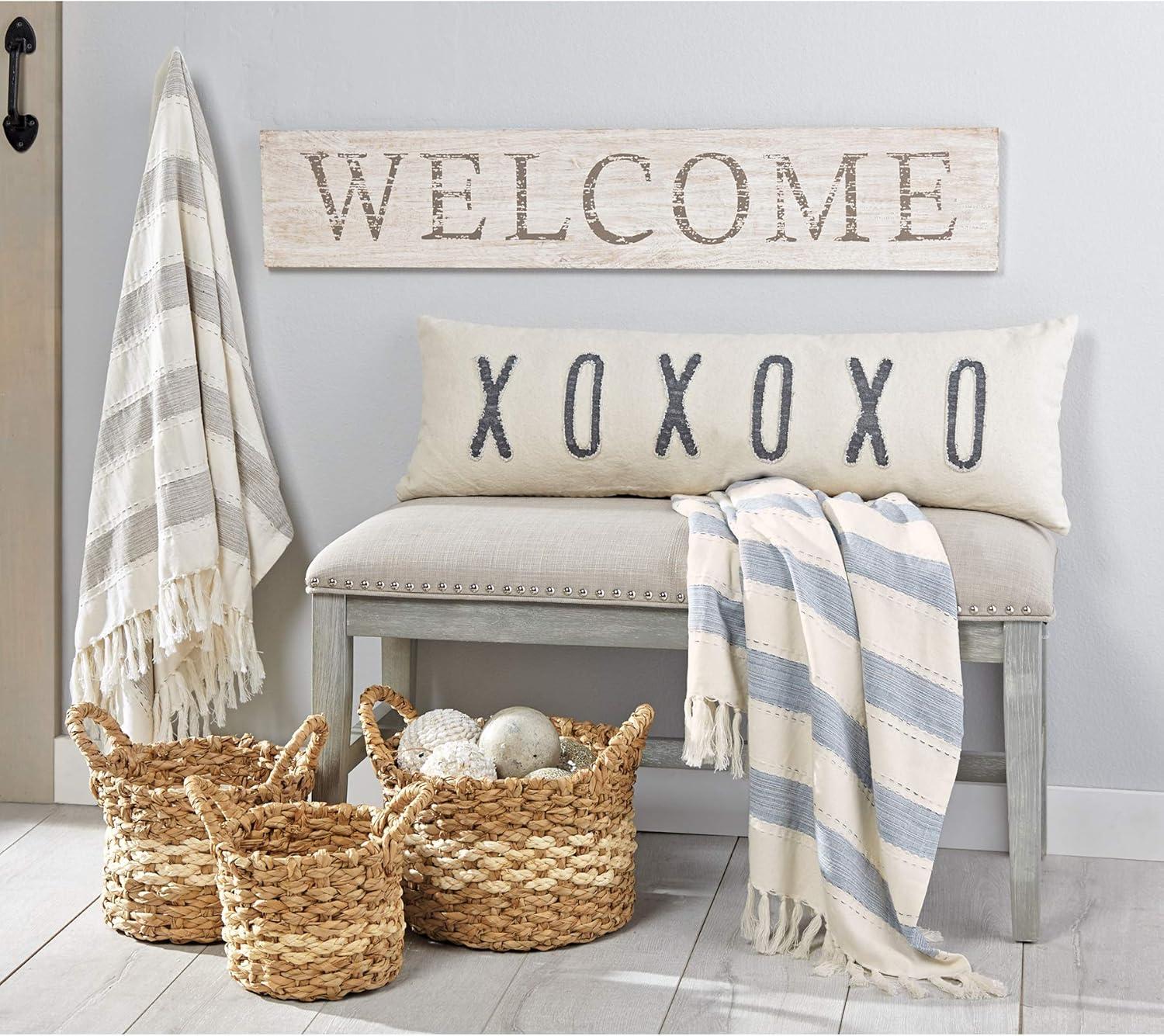 image:imageMud Pie Polyester XOXOXO Washed Canvas Long Pillow 4163015 1 Count Pack of 1XOXOXO