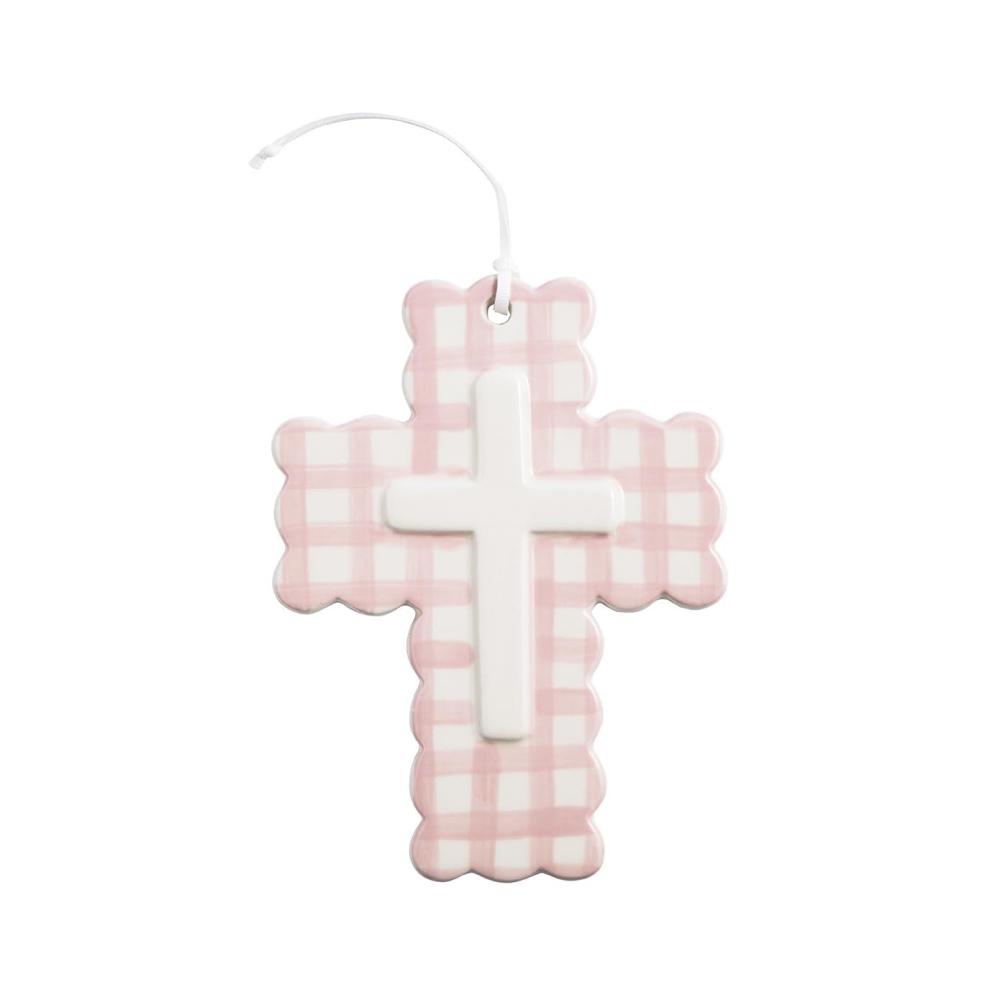 image:imageMud Pie Blue Ceramic Gingham Decorative CrossPINK