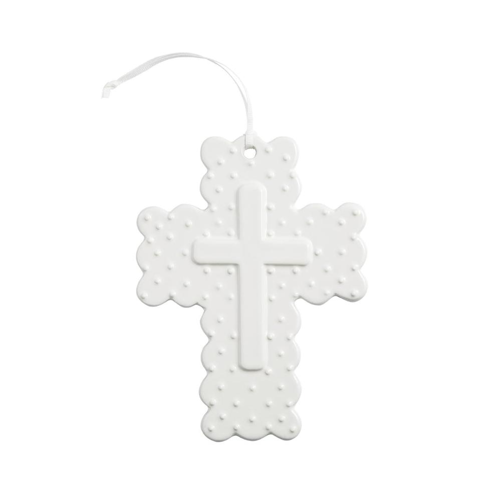 image:imageMud Pie Blue Ceramic Gingham Decorative CrossWHITE