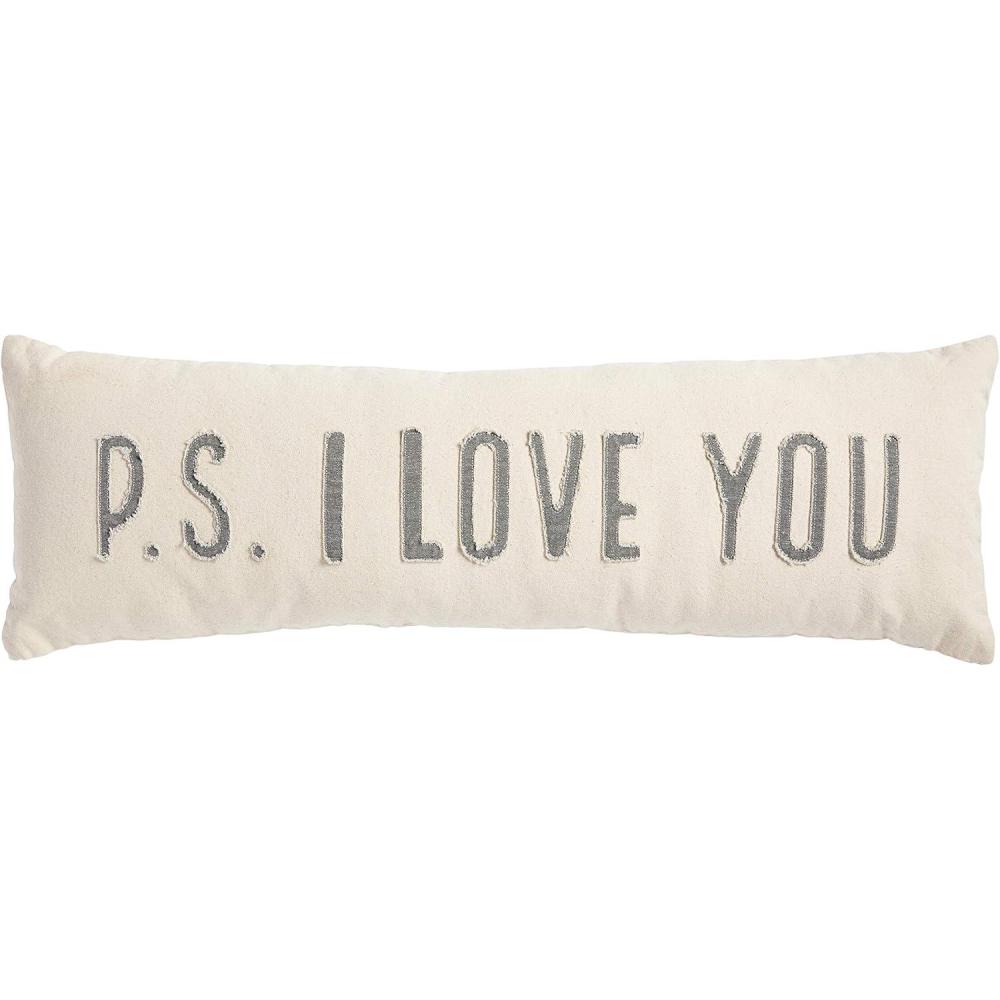 image:imageMud Pie Polyester XOXOXO Washed Canvas Long Pillow 4163015 1 Count Pack of 1PS I LOVE YOU