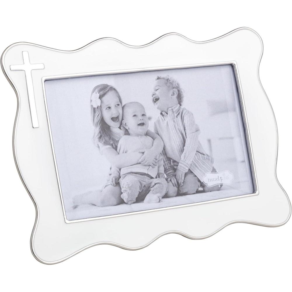 image:imageMud Pie White Enamel Cross 4x6 Picture Frame
