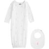 Mud Pie Baby Girl Pink Bunny Gown with Coordinating Bib