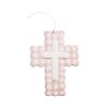 Mud Pie Blue Ceramic Gingham Decorative Cross(PINK)