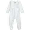 Mud Pie Unisex Baby Ivory Sleeper with Crochet Cross