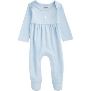 Mud Pie Baby Sleeper with Crochet Cross(Blue)