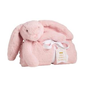 Mud Pie Pink Bunny Plush Blanket(Pink)