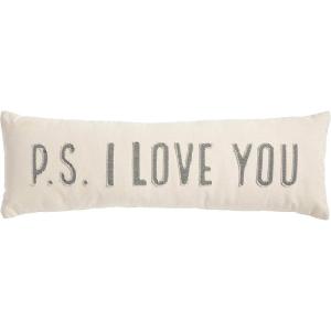 Mud Pie Polyester XOXOXO Washed Canvas Long Pillow 4163015, 1 Count (Pack of 1)(PS I LOVE YOU)