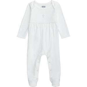 Mud Pie Unisex Baby Ivory Sleeper with Crochet Cross