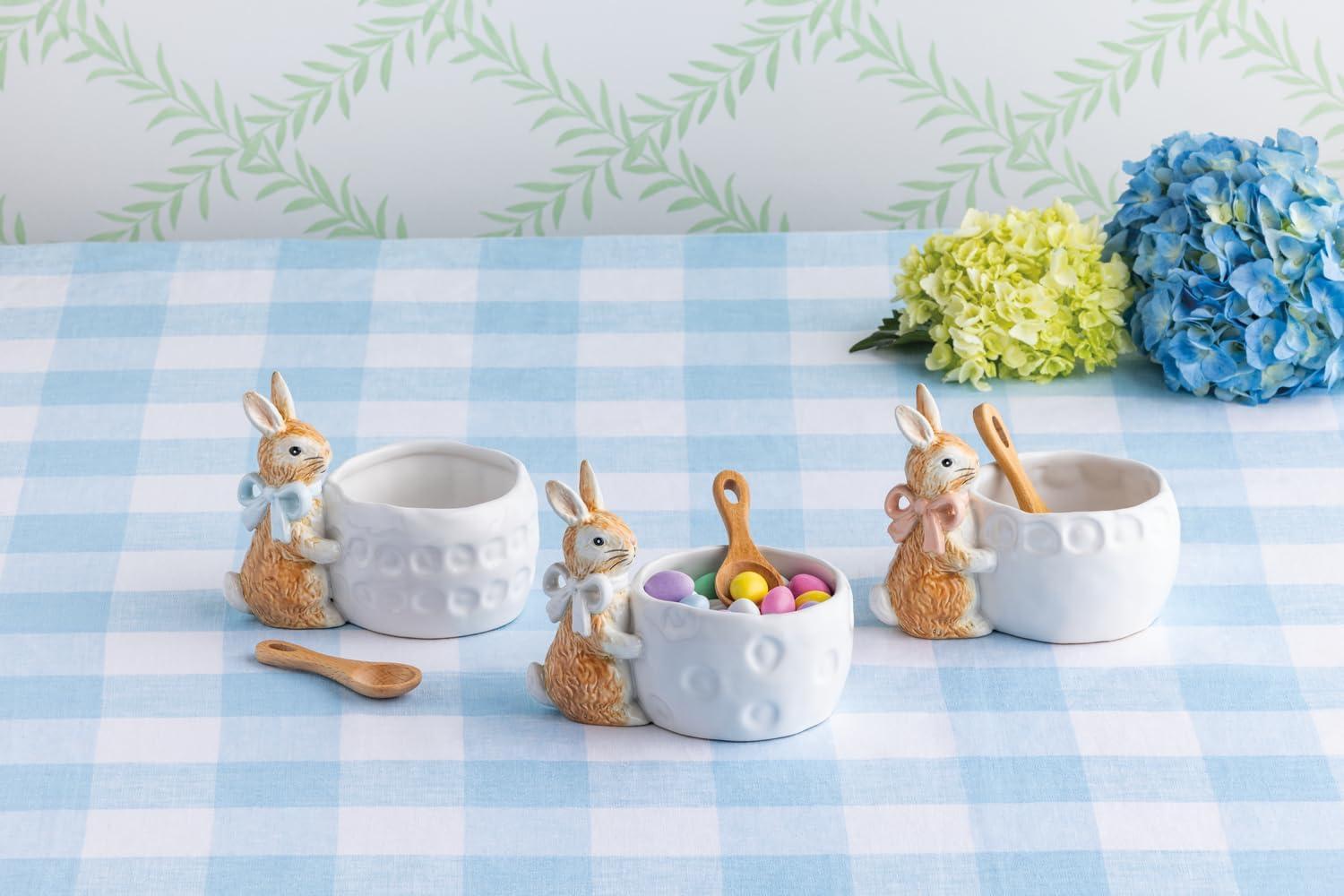image:imageMud Pie Easter Blue Bow Bunny Dish