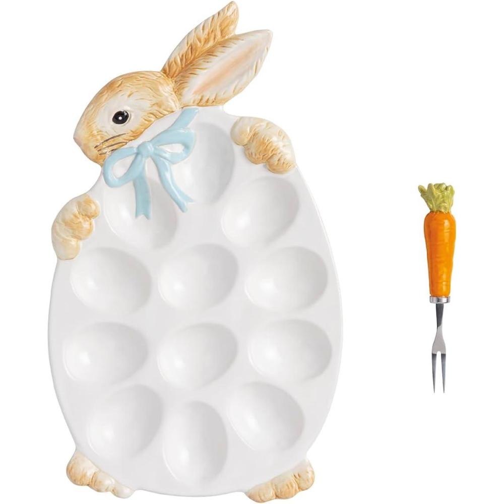 image:imageMud Pie Easter Bunny Deviled Egg Platter and Serving Fork Set