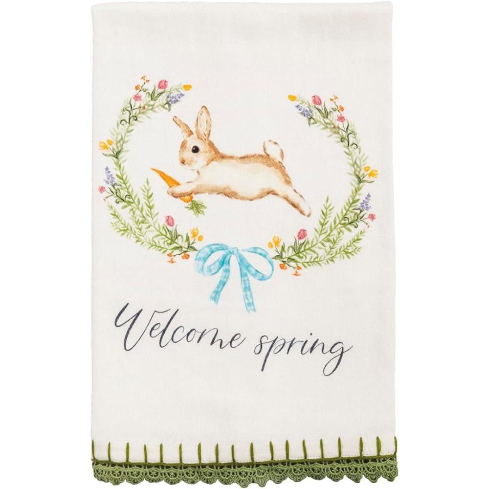 image:imageMud Pie Happy Happy Easter Bunny Printed TowelWelcome Spring