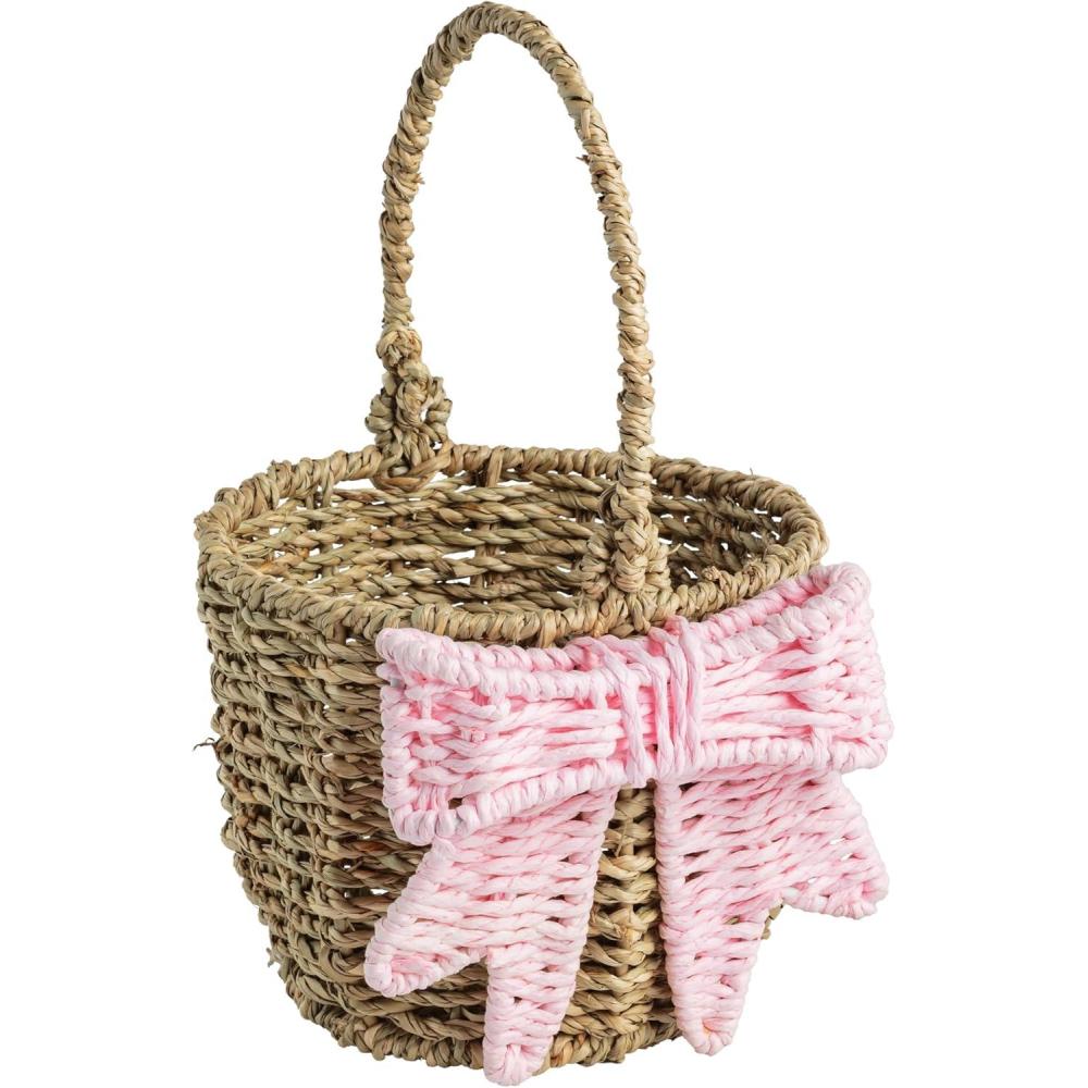 image:imageMud Pie Pink Woven Bow Easter BasketPINK