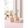 Mud Pie Easter Blue Bow Woven Bunny Sitter(Pink Bow)