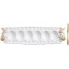 Mud Pie Easter Small Bunny Deviled Egg Tray and Fork Set(White with Bunny)