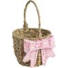 Mud Pie Pink Woven Bow Easter Basket(PINK)