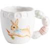 Mud Pie Stoneware Easter Bunny Mug with Figural Pink Tulip Handle(White with Easter Egg Handle)