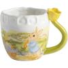 Mud Pie Stoneware Easter Bunny Mug with Figural Pink Tulip Handle(White with Yellow Tulip Handle)