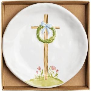 Mud Pie Boxed Three Cross Trinket Dish(White- Single Cross)