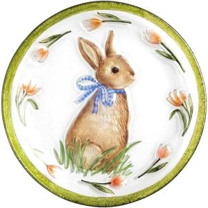 Mud Pie Easter Bunny Glass Platter
