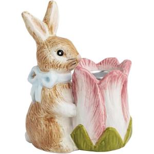 Mud Pie Easter Cabbage Ceramic Taper Holder(Light/Pastel Pink)