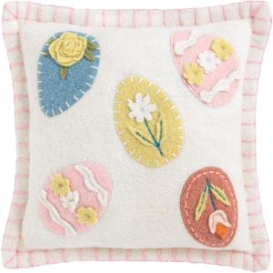 Mud Pie Easter Eggs Felted Mini Pillow(White)