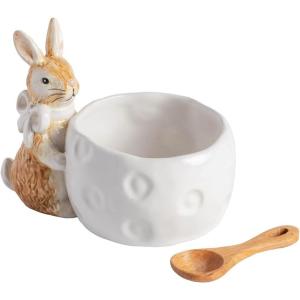 Mud Pie Easter White Bow Bunny Tidbit Bowl(White Bow)