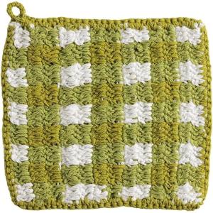 Mud Pie Green Check Crochet Pot Holder(Green Check)