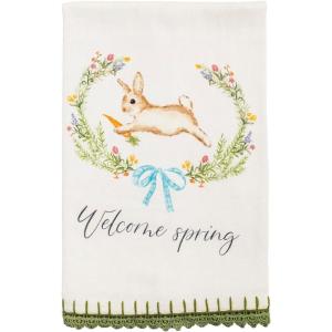 Mud Pie Happy Happy Easter Bunny Printed Towel(Welcome Spring)