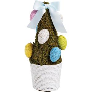 Mud Pie Small Moss Easter Egg Tree, 10″ x 3 1/4″ Dia(Green)