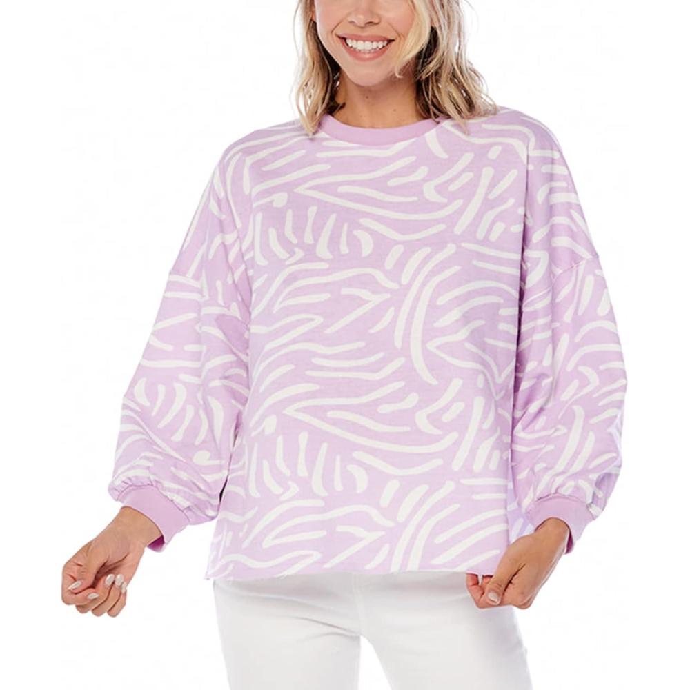 image:imageMud Pie womens Conway Womens French Terry Pullover SweatshirtLilac Stripe