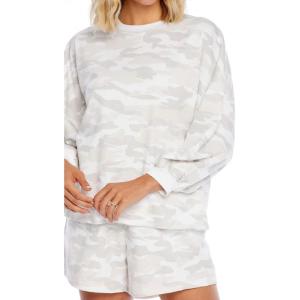 Mud Pie womens Conway Women’s French Terry Pullover Sweatshirt(White Camo)