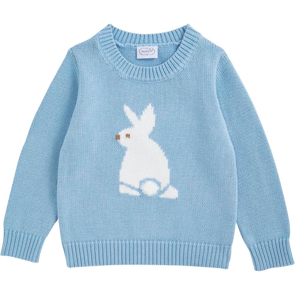 image:imageMud Pie Toddler Boy Blue Crew Neck Easter Bunny Sweater