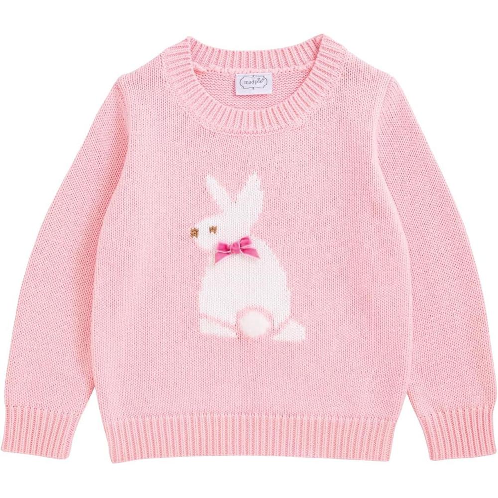 image:imageMud Pie Toddler Girl Pink Crew Neck Easter Bunny Sweater